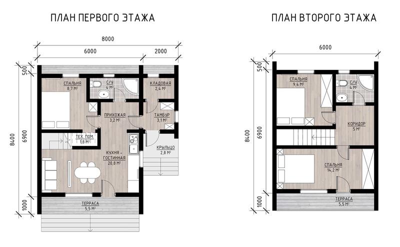 проект дома The Ambar L из СИП панелей планировка