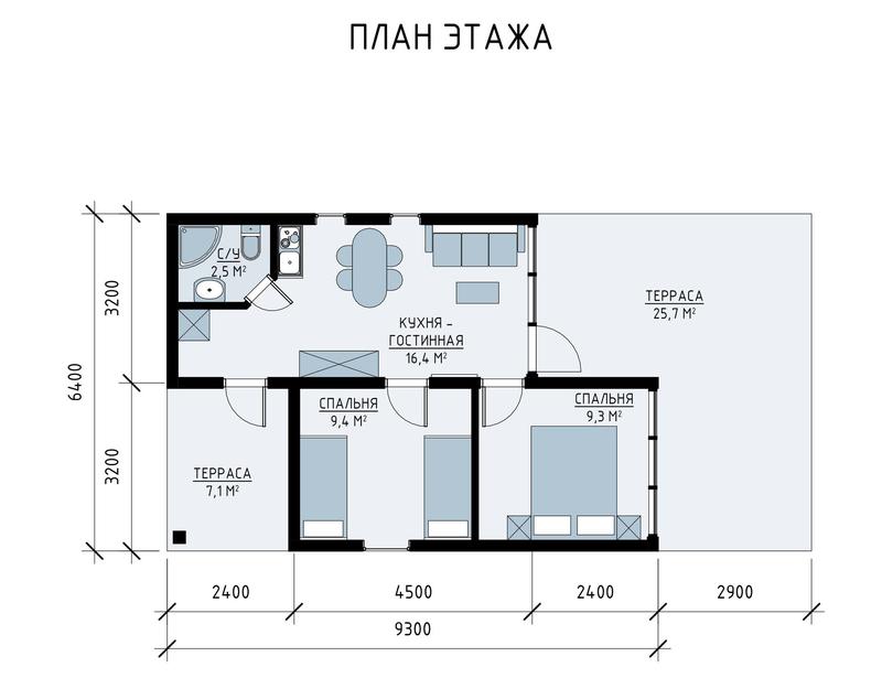 План с размерами проекта The Barn Offset